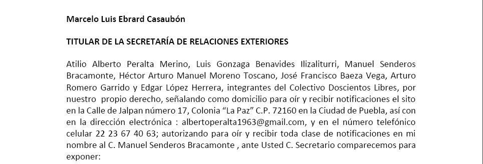 Carta a Marcelo Ebrard