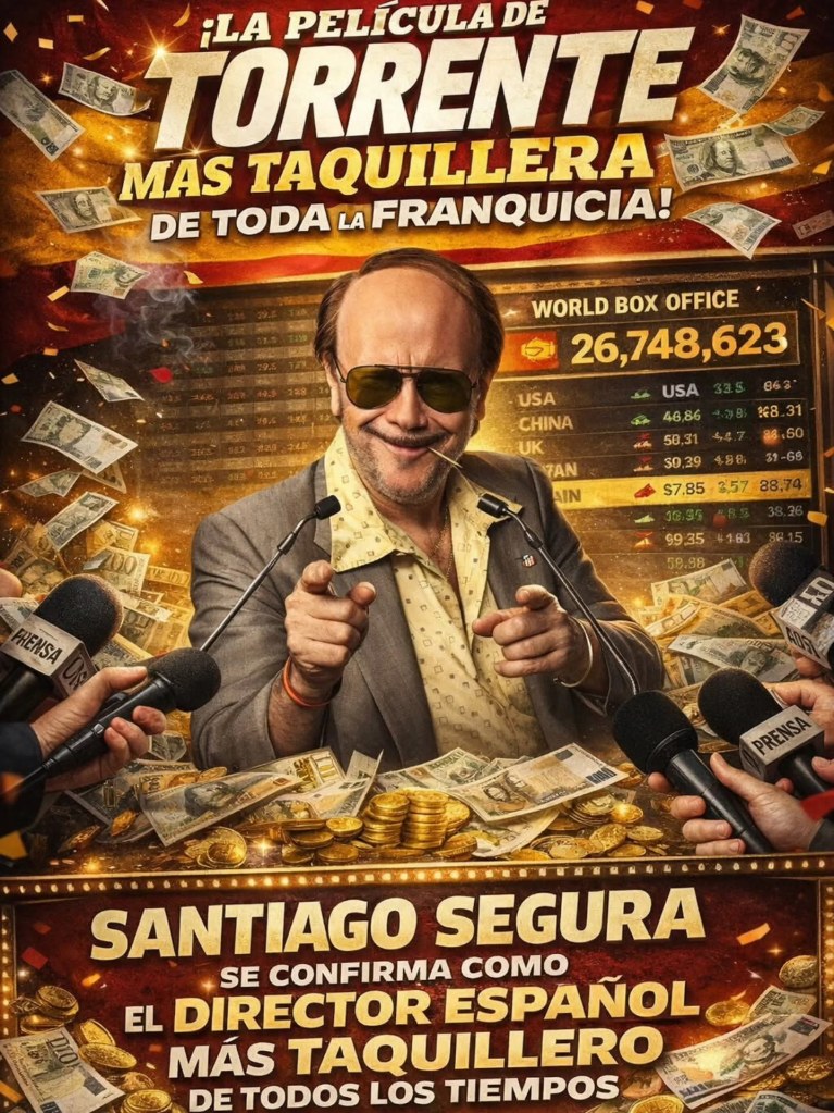 Torrente Presidente, parodia nacional del PSOE que baten récord de taquillas, cuya realidad social y política supera la ficción, sobre la sistémica corrupción ya desatada y desbocada del PSOE a nivel nacional hispana el caso Joselu Abalos del chusquero «harem de prostitutas», y a nivel regional canaria el caso Rodríguez Fraga del ecocidio «cuna del alma»