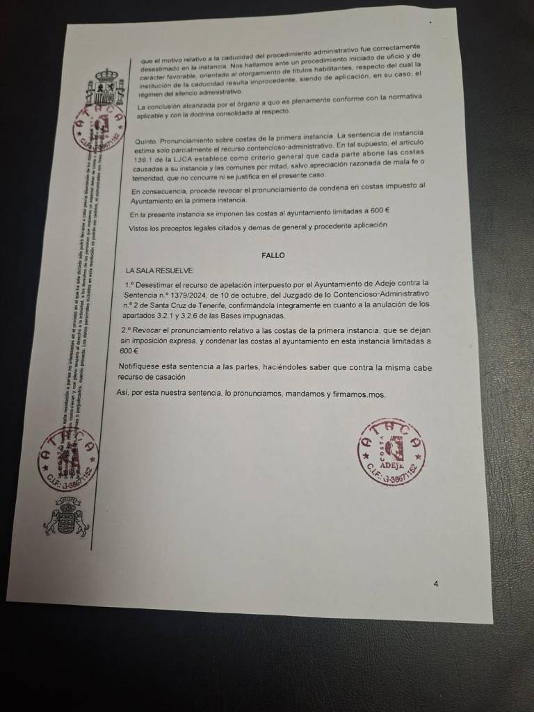 HACHAZO al ventorrillo financiero, llamado Ayuntamiento de Adeje, contundente Sentencia dictada por la Sala de lo Contencioso Administrativo del Tribunal Superior de Justicia de Canarias, dictada y notificada la semana pasada con fecha miércoles 13 de mayo de 2026, dicha Sentencia favorable a la represaliada Asociación de Taxistas Asalariados Costa Adeje