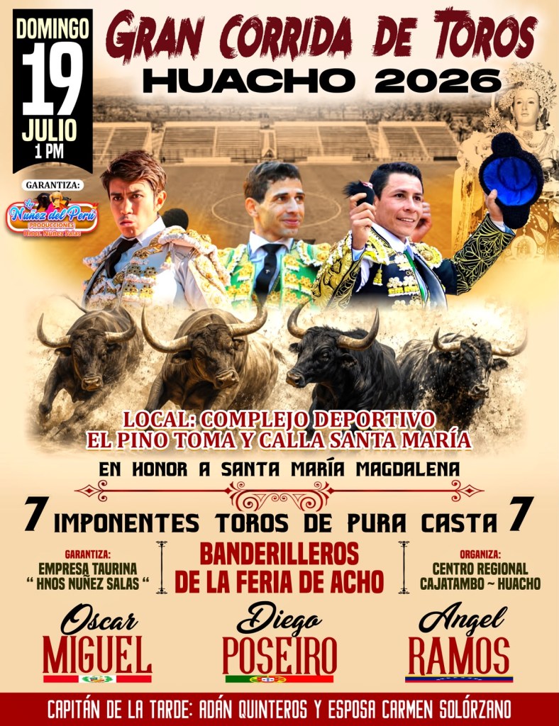 Ángel Ramos torea en honor a Santa María Magdalena en Huacho, Perú