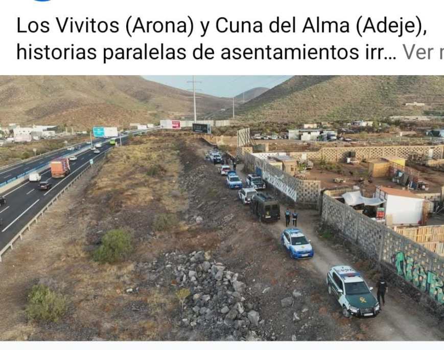 Los Vivitos (Arona) y Cuna del Alma (Adeje), historias paralelas de asentamientos irregulares en terrenos rústicos, noticias manipuladas de fariseísmos e hipocresías, donde la primera pertenece a pobres desgraciados y la segunda pertenece a poderes económicos