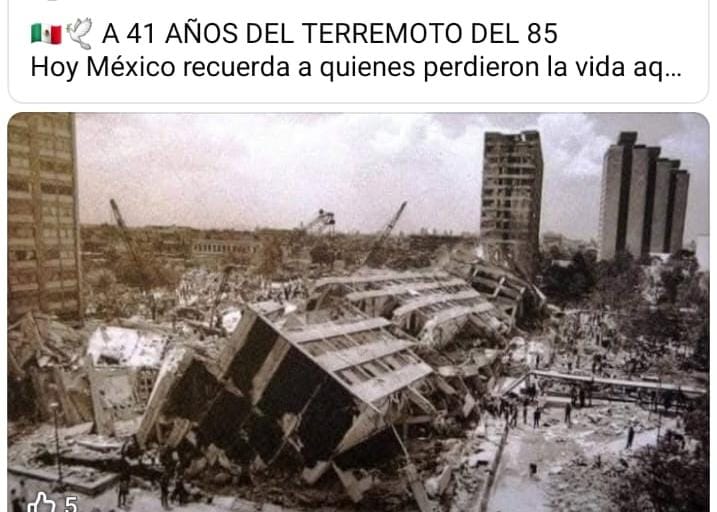 Mi recuerdo del terremoto del 19 de septiembre de 1985
