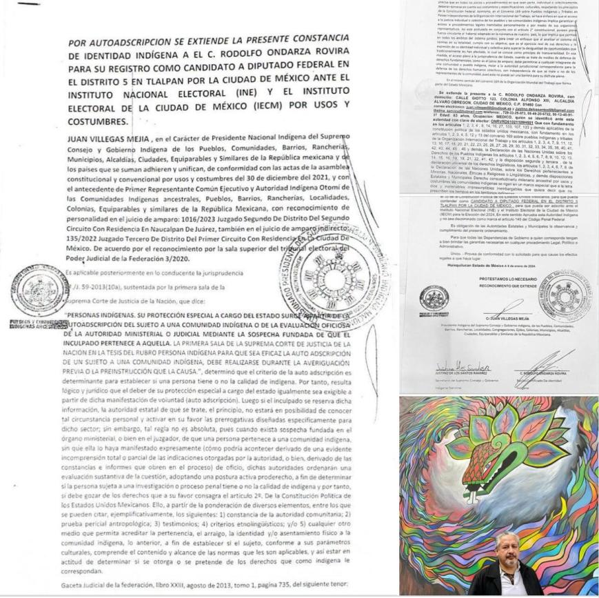IDENTIDAD INDÍGENA, por usos y costumbres del DR. RODOLFO ONDARZA.